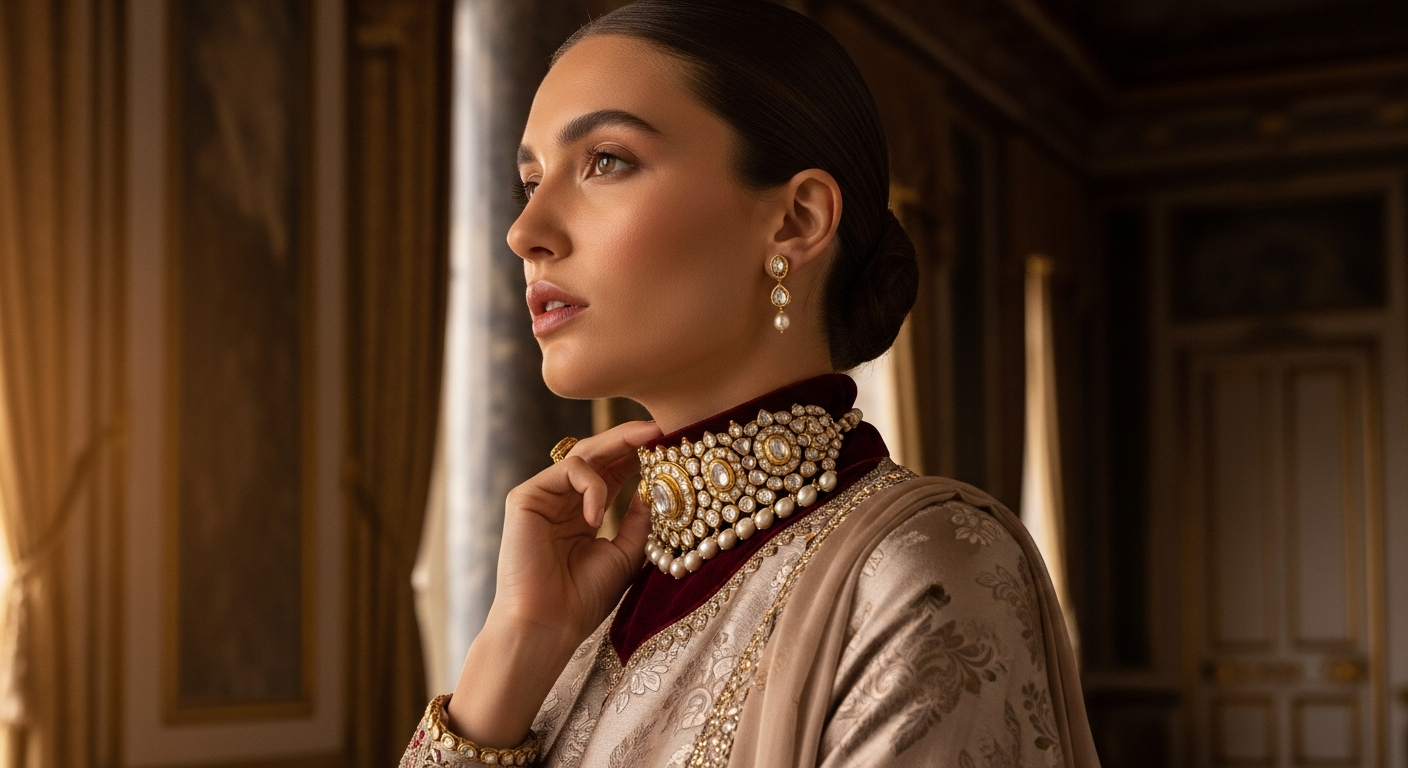 Styling-a-Heavy-Choker-with-a-High-Neck-Blousenull-Do's-and-Don'ts