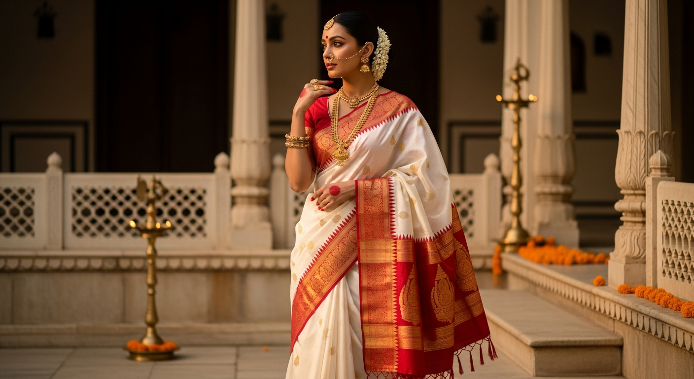 Bengali-Saree-Drapingnull-Mastering-the-Atpoure-Look-for-Durga-Puja