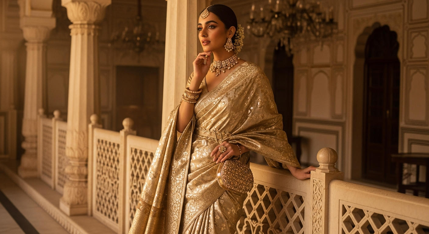 Priyanka-Chopra's-Desi-Girl-Vibenull-Styling-Metallic-Sarees