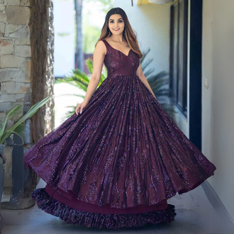 Pink Gown with Cut Dana & Sequin Work by Shreekama