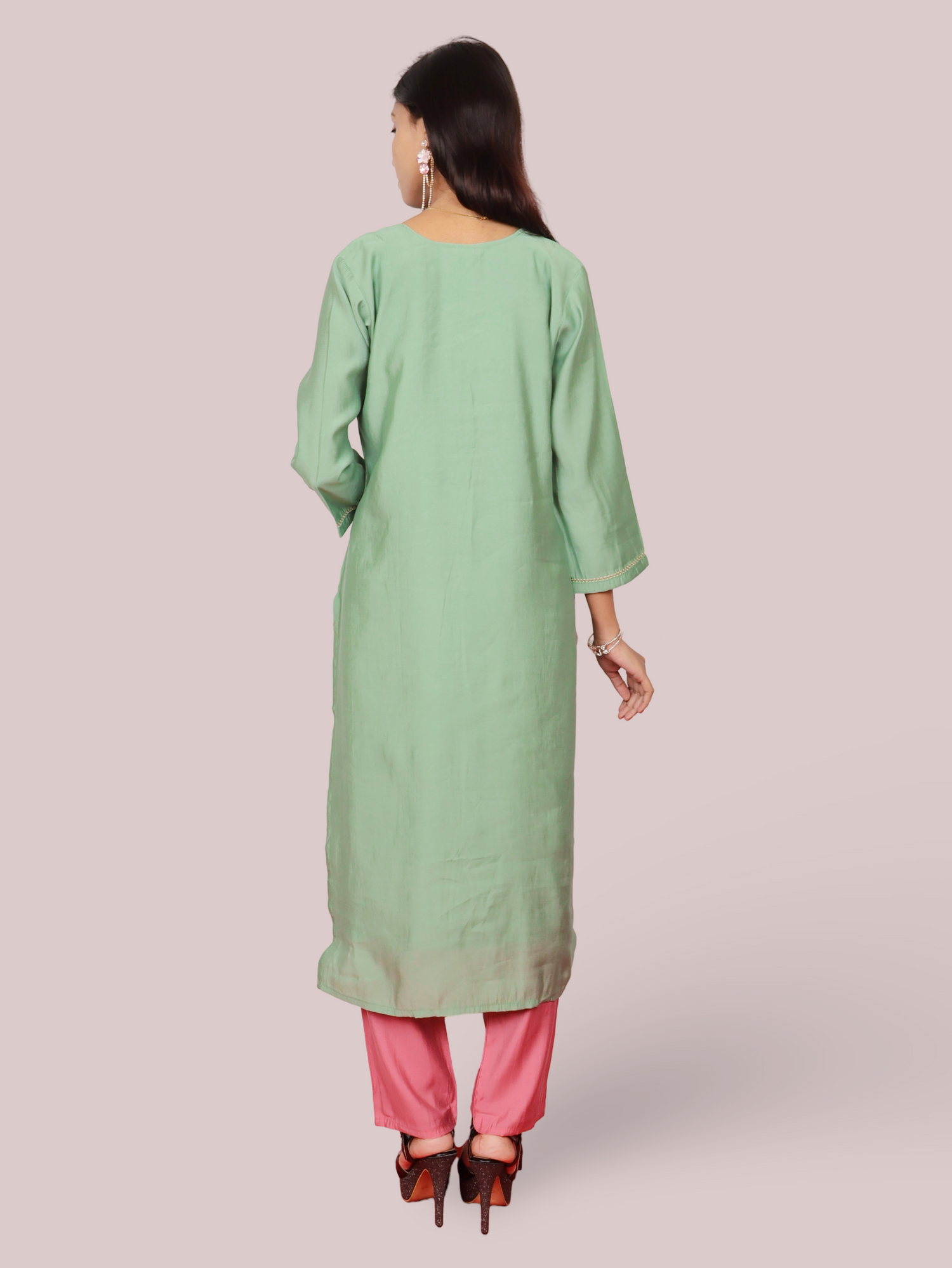 Woman Straight Suit Set with Pant &amp; Dupatta