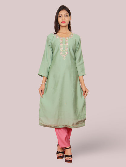 Woman Straight Suit Set with Pant &amp; Dupatta
