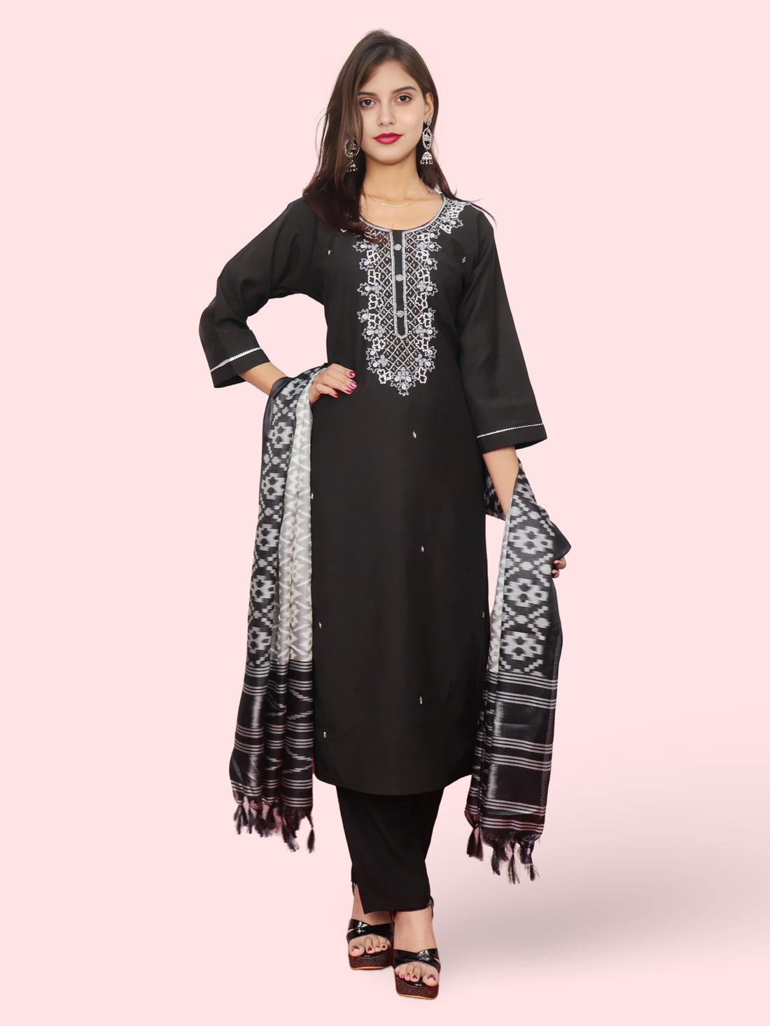 Woman Straight Suit Set with Pant-Dupatta