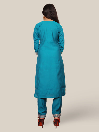Woman Straight Suit Set with Pant-Dupatta