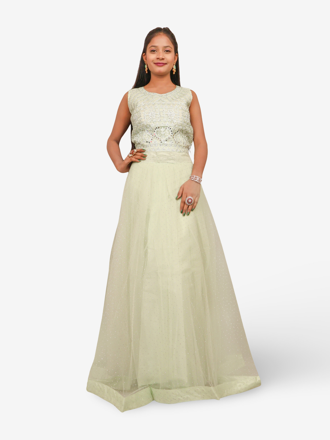 Pista Green Lehenga Choli Set with Stones & Thread Work by Shreekama Pista Green Designer Lehenga for Party Festival Wedding Occasion in Noida