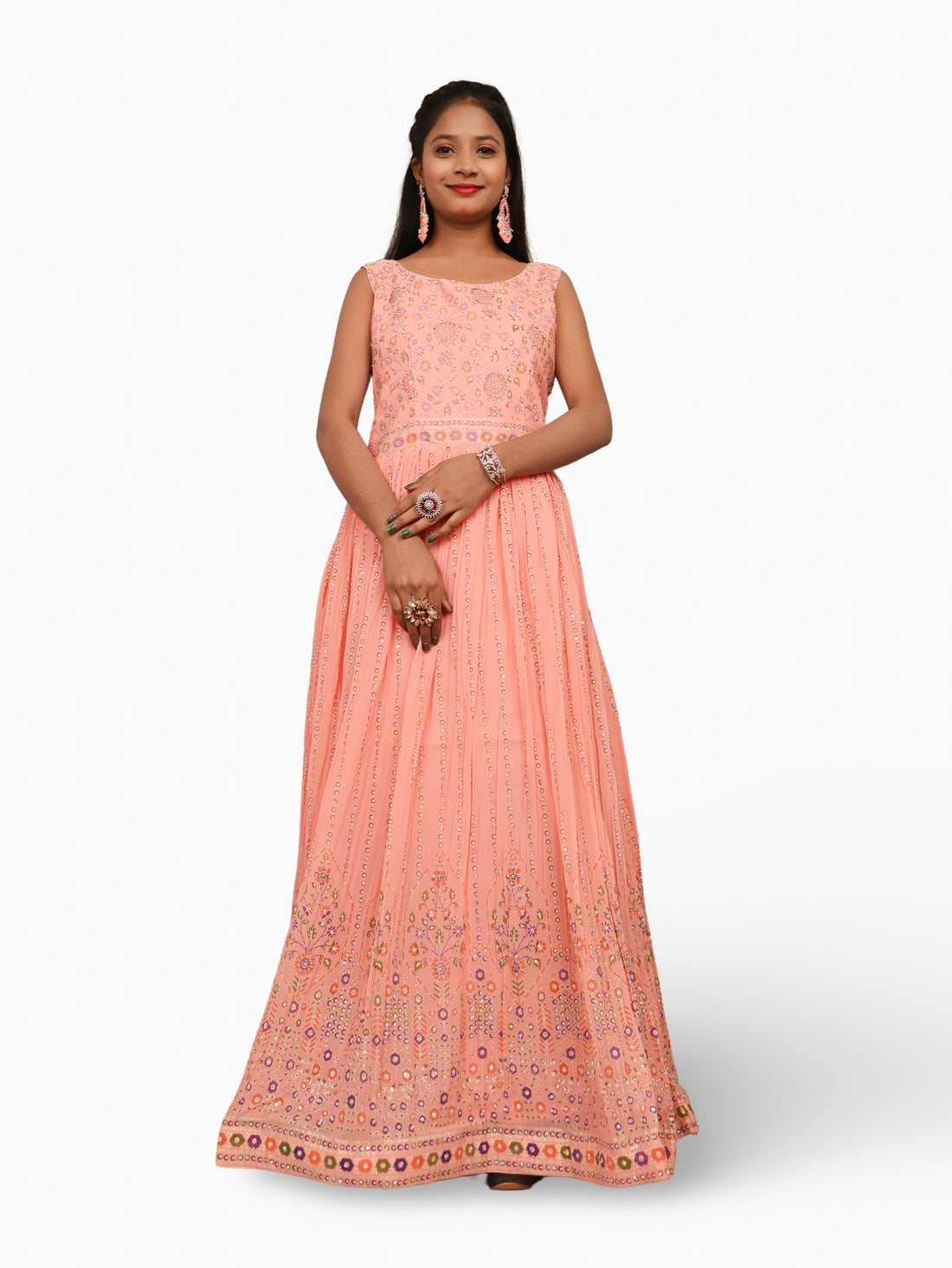 Designer gown with Dupatta for Women by Shreekama Lemon Designer Gowns for Party Festival Wedding Occasion in Noida