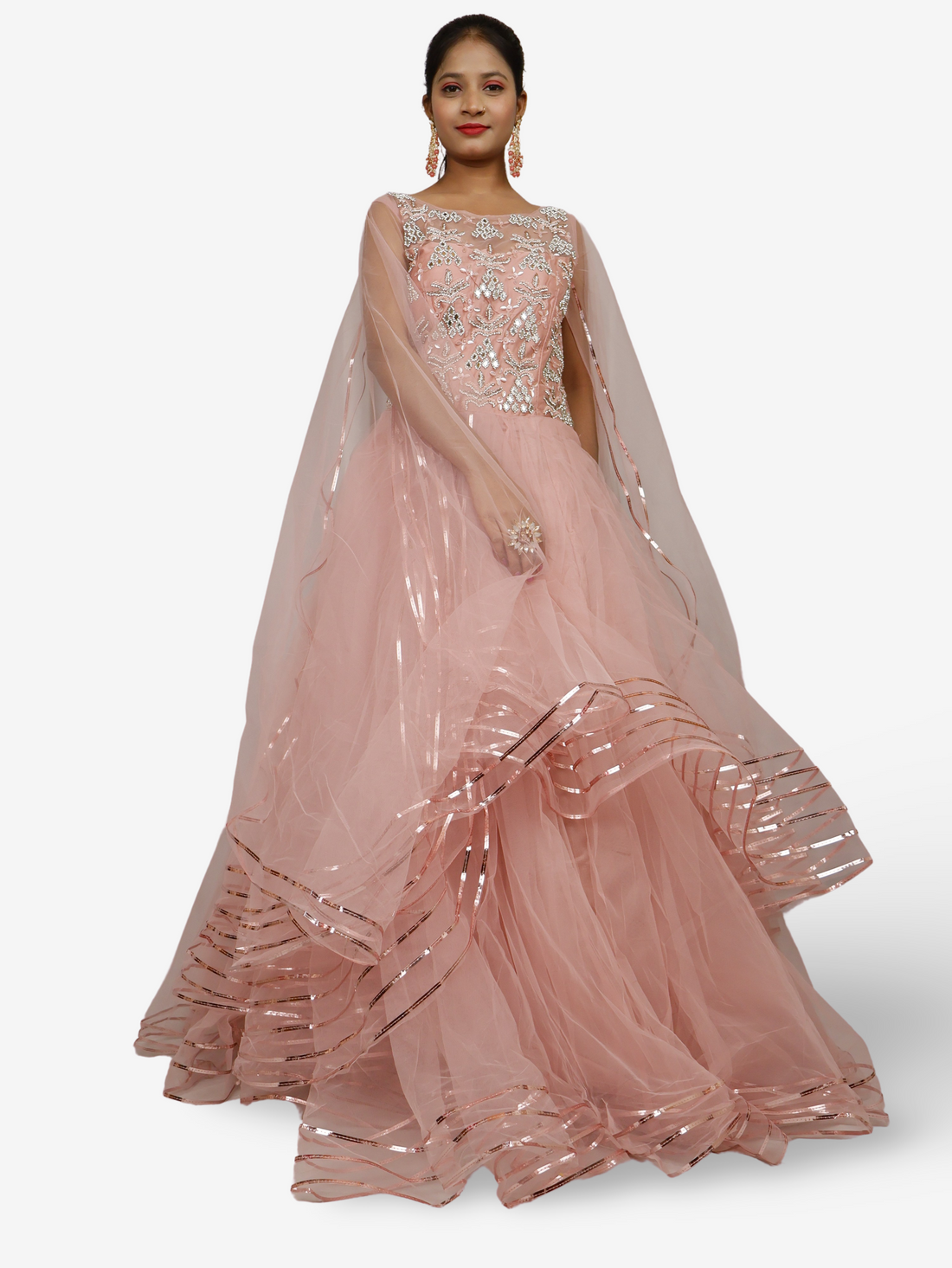 Gown with Cut Dana & Beads by Shreekama Onion Designer Gowns for Party Festival Wedding Occasion in Noida