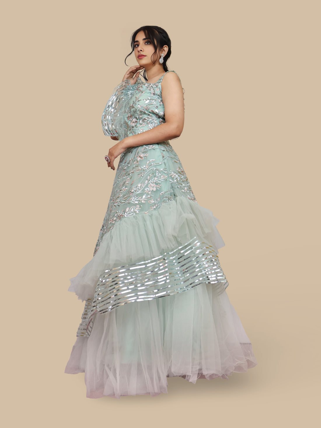 Lehenga Choli with Embroidery & Sequin by Shreekama Pista Green Designer Lehenga for Party Festival Wedding Occasion in Noida