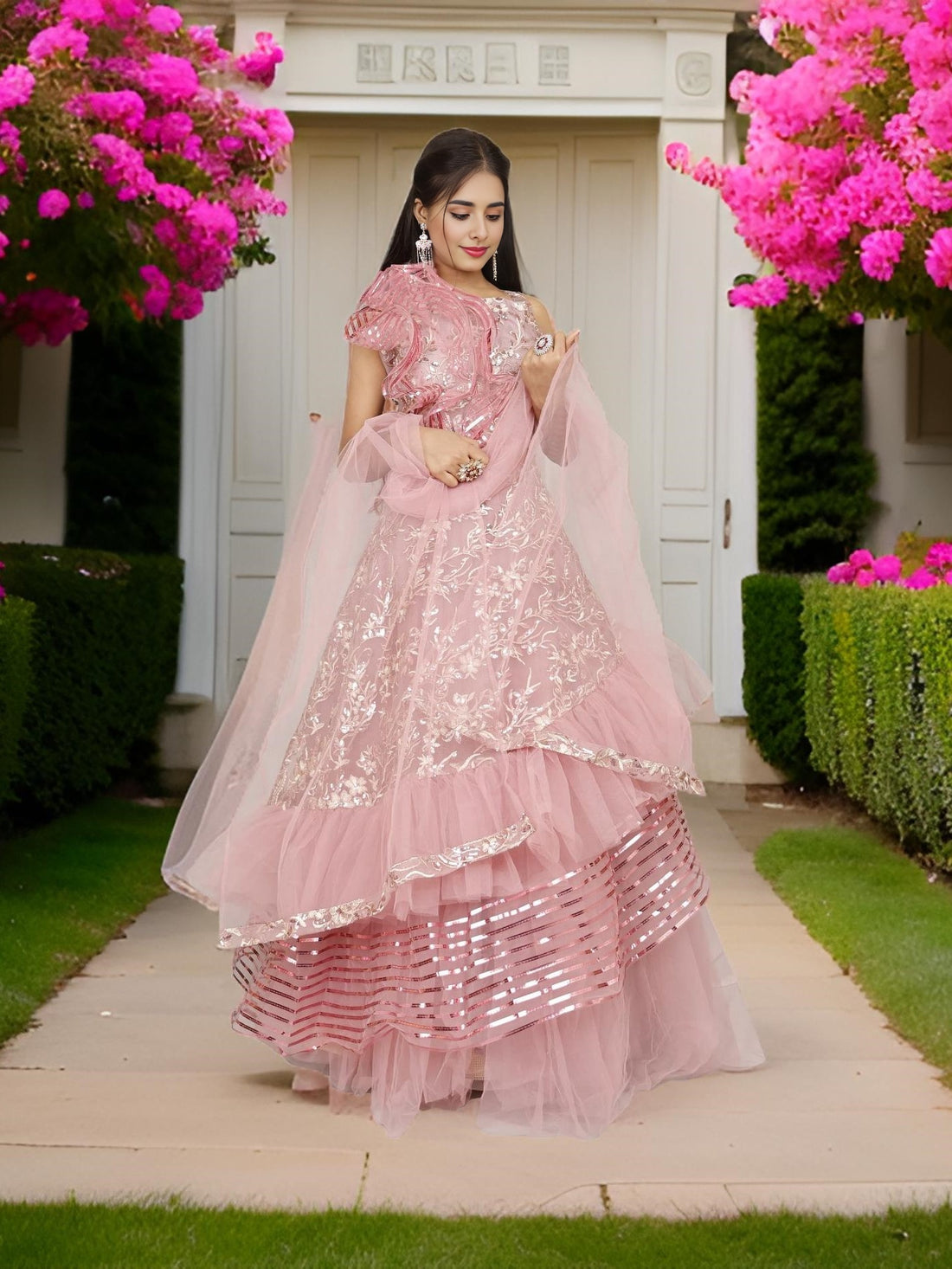 Lehenga Choli with Embroidery &amp; Sequin by Shreekama Pista Green Designer Lehenga for Party Festival Wedding Occasion in Noida