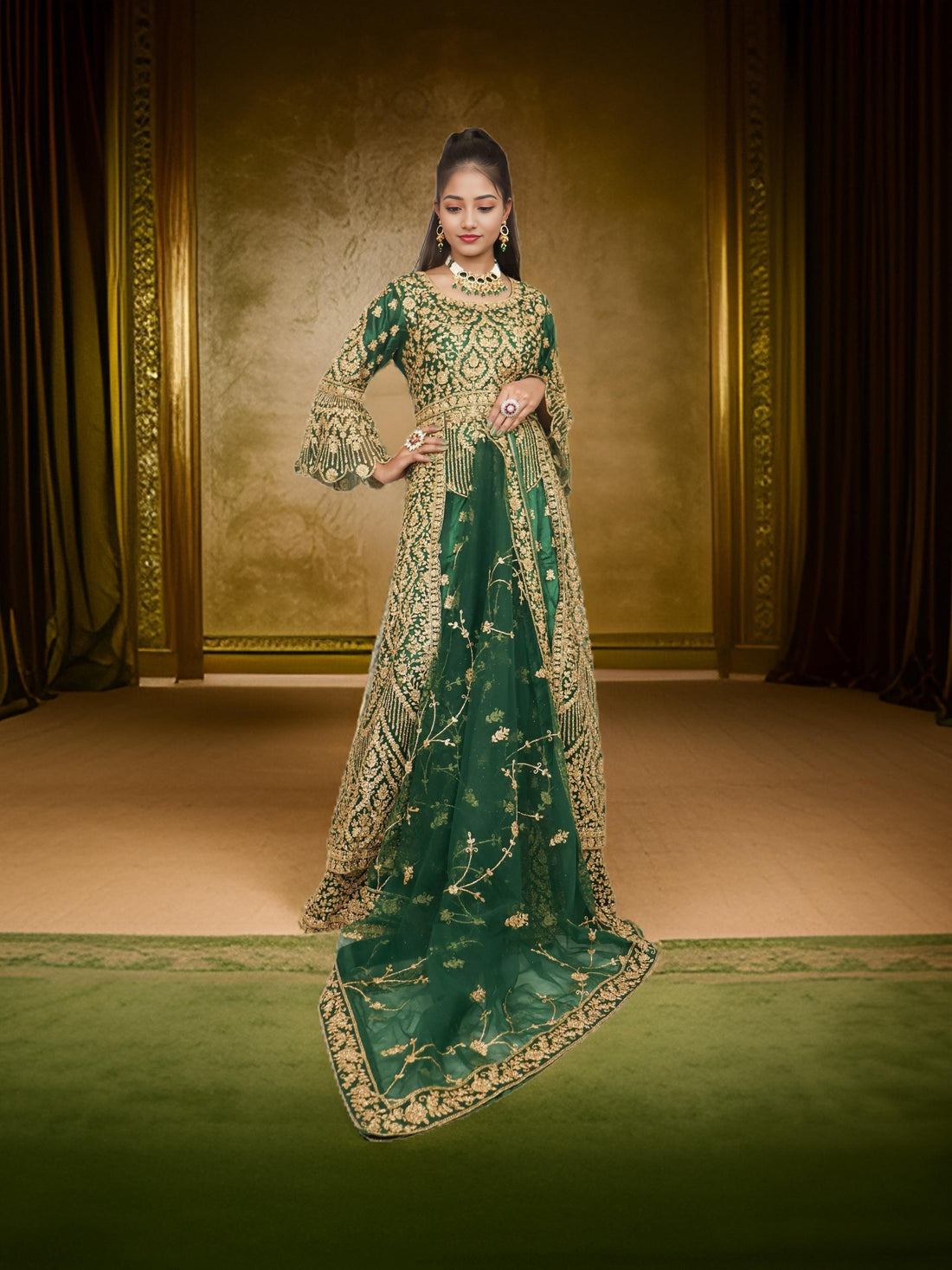 Lehenga Choli Set with Attached Shrug &amp; Zari Thread Work by Shreekama Maroon Designer Lehenga for Party Festival Wedding Occasion in Noida