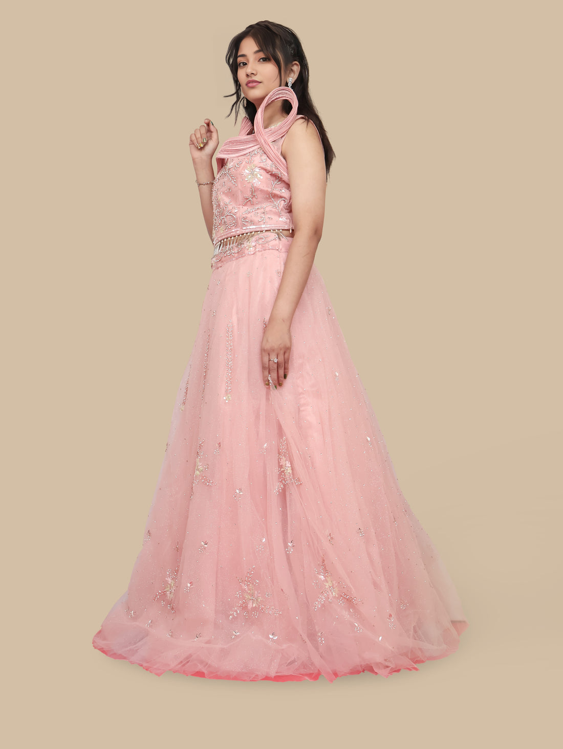 Onion Lehenga Choli Set with Stone & Sequin by Shreekama Onion Designer Lehenga for Party Festival Wedding Occasion in Noida