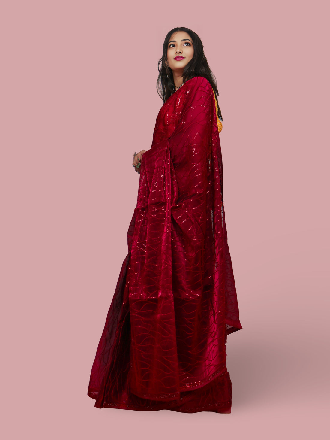 Designer Saree with Heavy Sequin & Stone Work by Shreekama