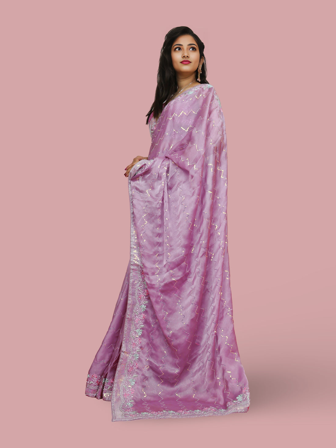 Designer Saree with Embroidery & Zari Thread Work by Shreekama