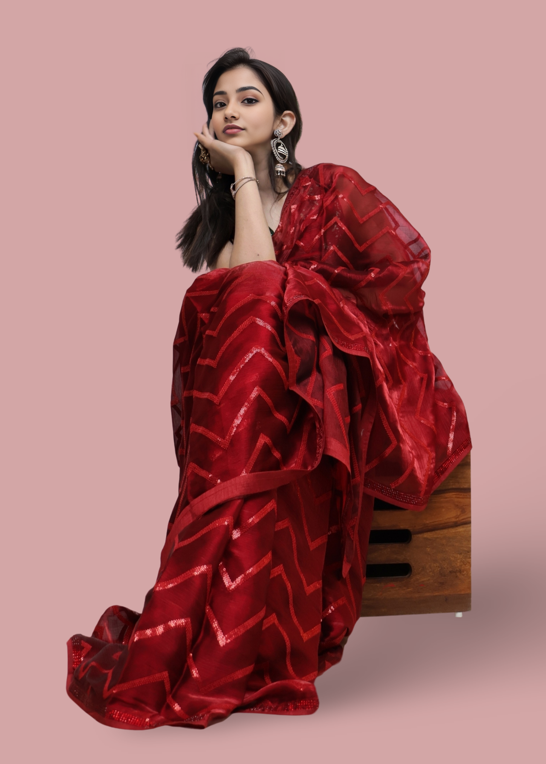 Designer Saree with Rhinstone & Thread Work by Shreekama