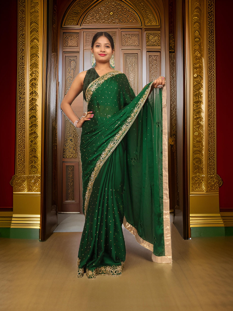 Designer Saree with Sequin & Thread Work by Shreekama